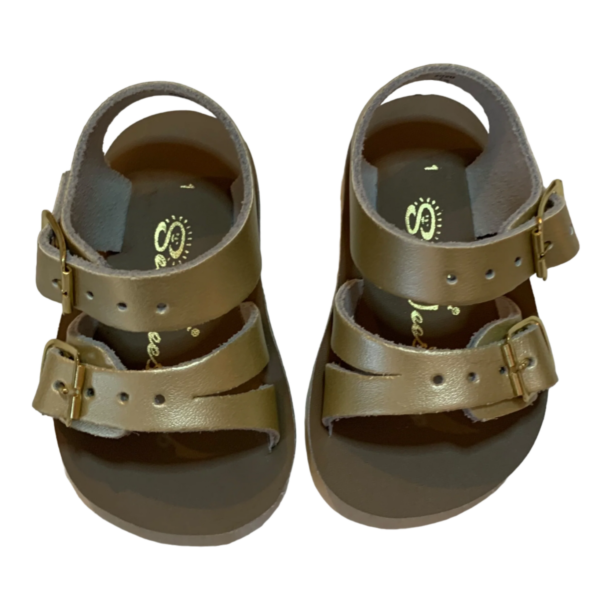 Gold Saltwater Sandals, Size EU16