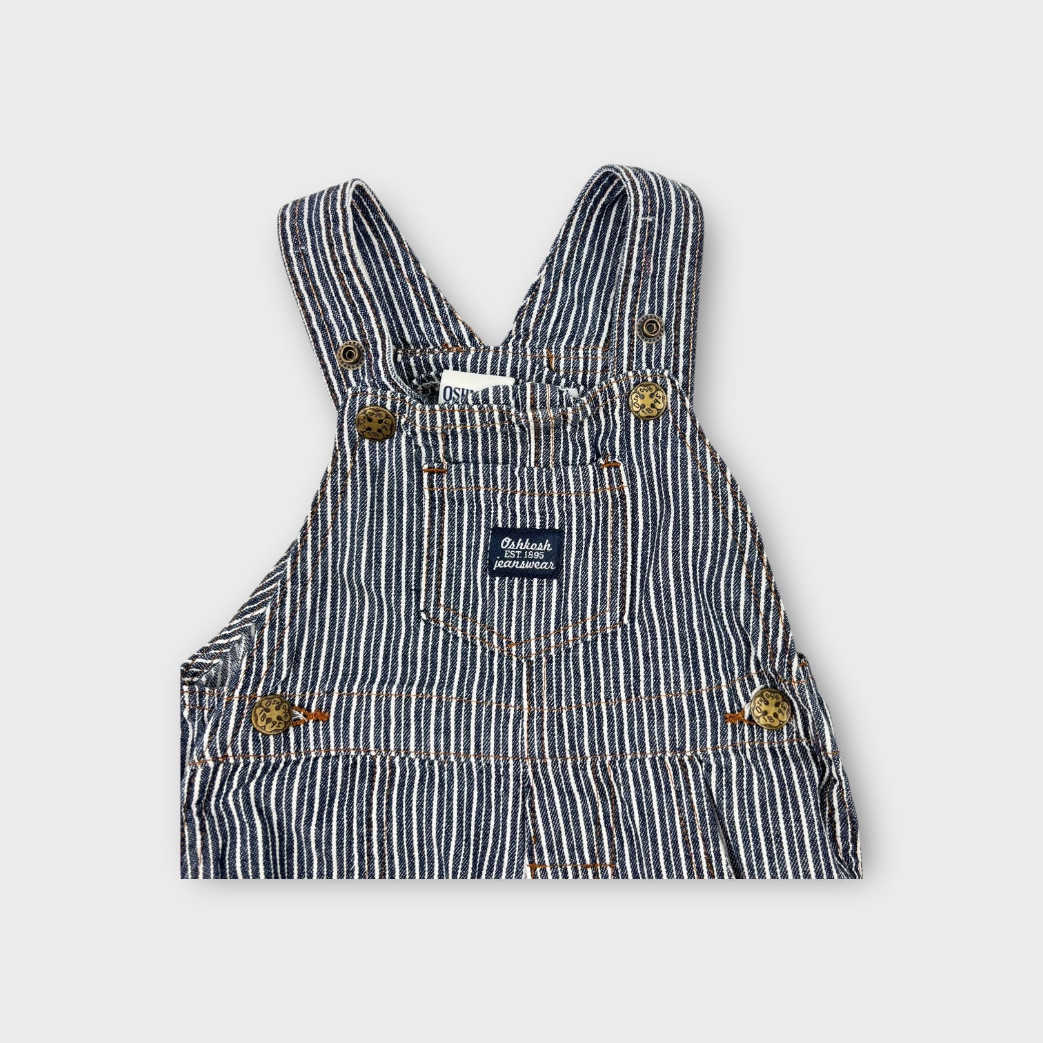 Vintage Oshkosh B'Gosh Railway Stripe Overalls, Size 000