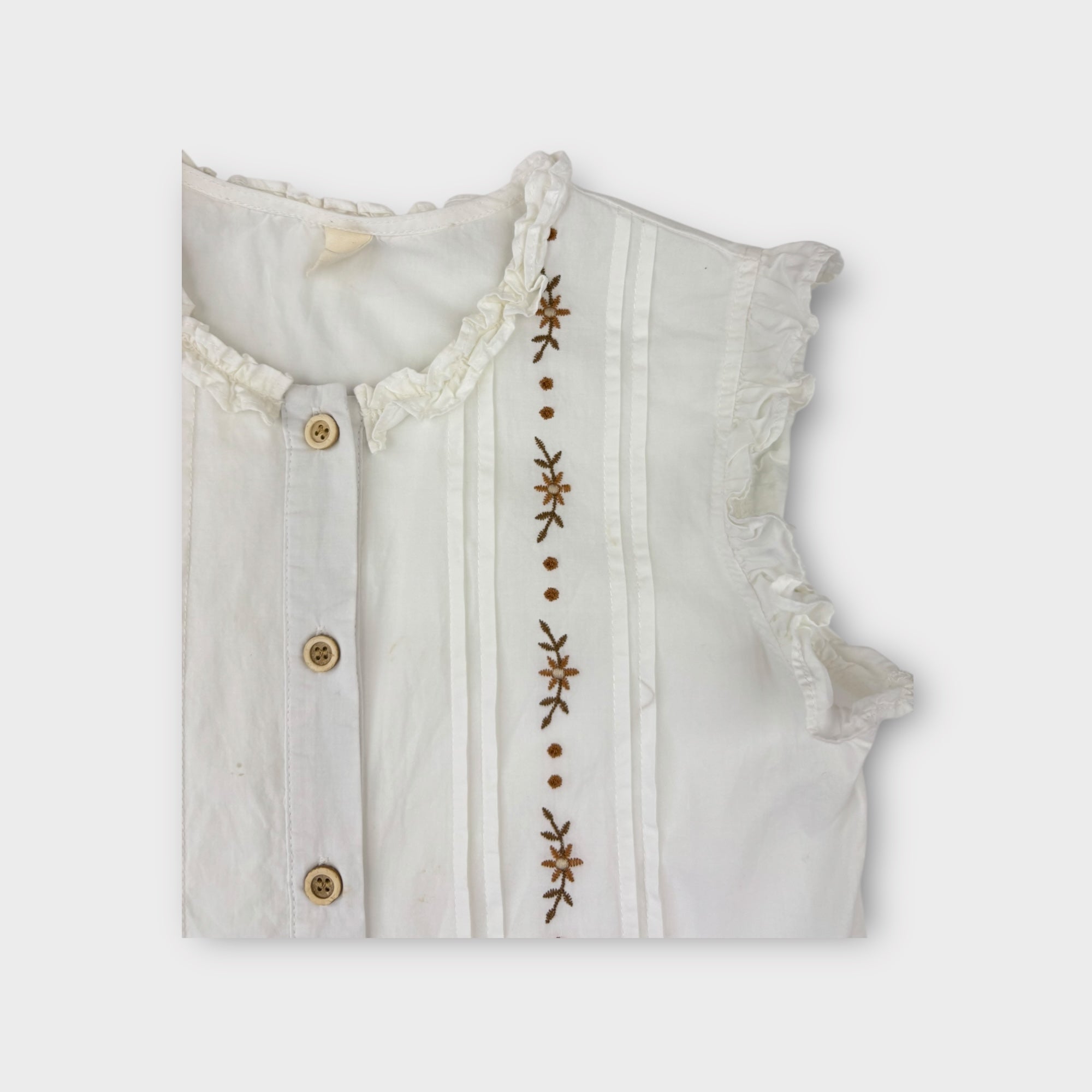 White Embroidered Blouse, Size 8