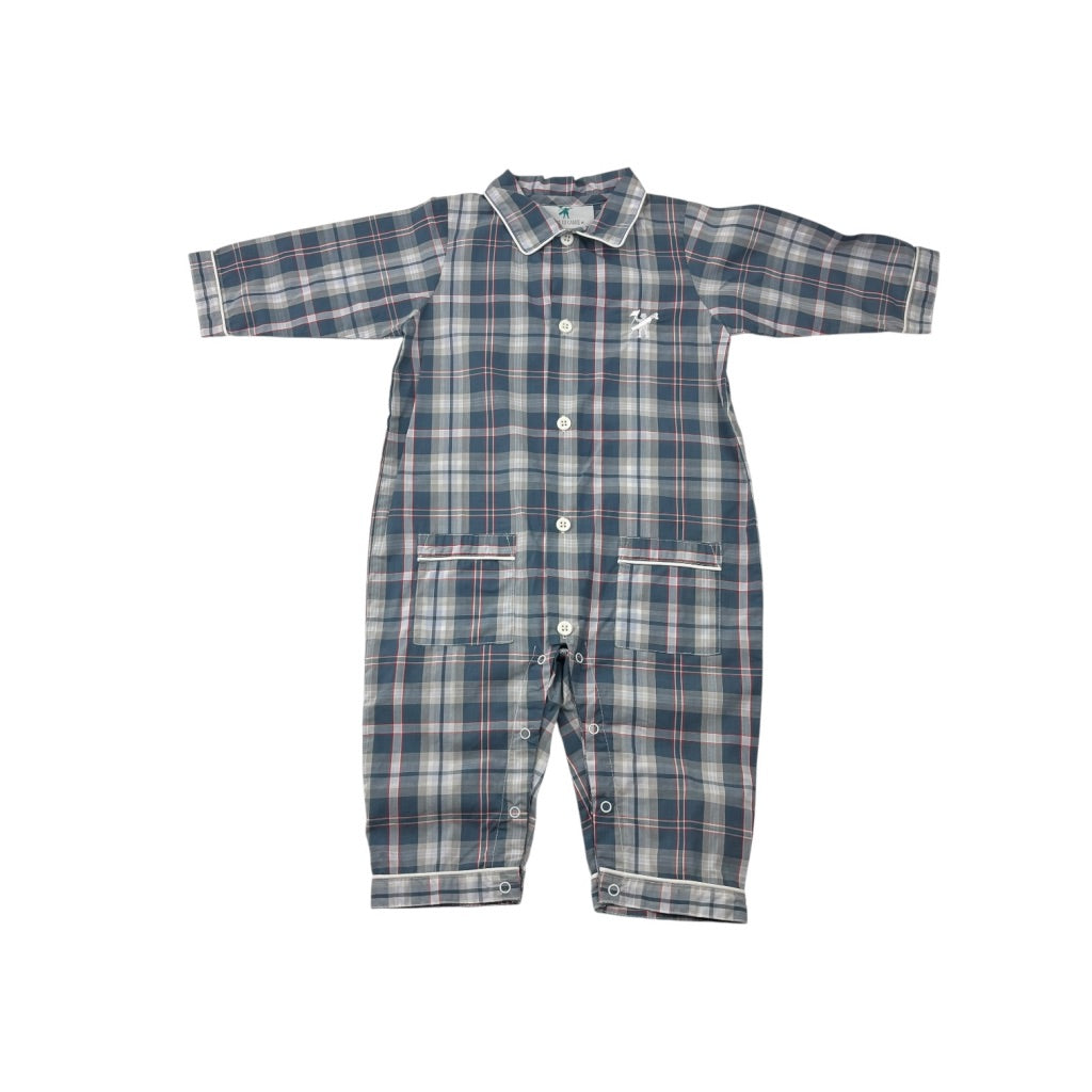Le Petite Caddie Blue Check Pyjamas, Size 2