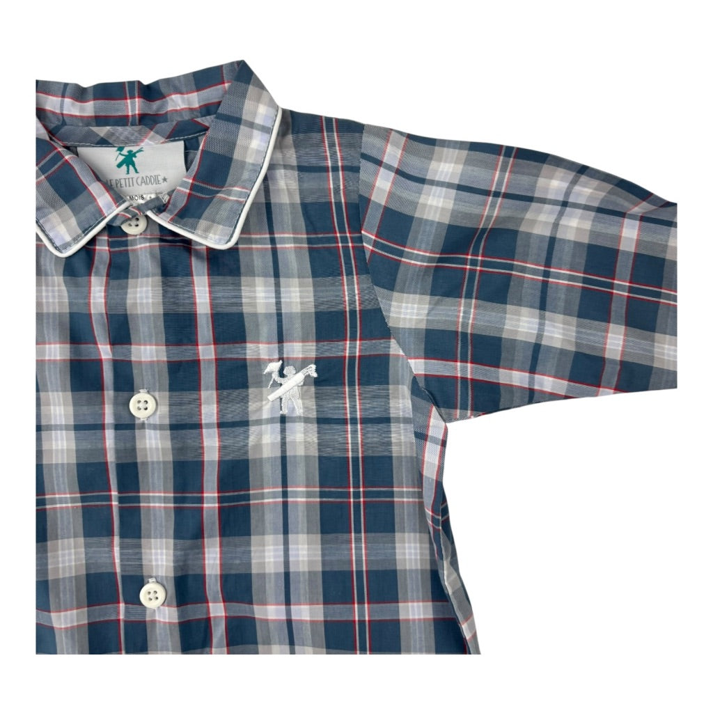 Le Petite Caddie Blue Check Pyjamas, Size 2